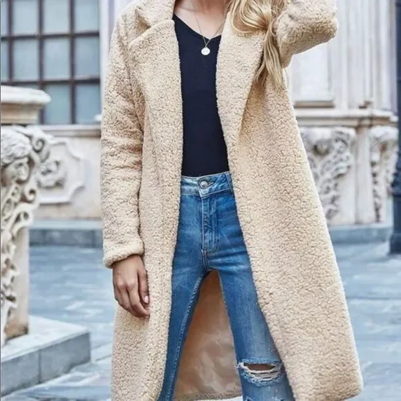 Long Teddy Duster Coat - Picture 4 of 8